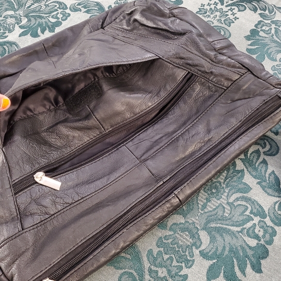 Vintage 100% Genuine Leather Multi-pocket 15"×11"x 4" Crossbody Bag Slingbag - Picture 8 of 12